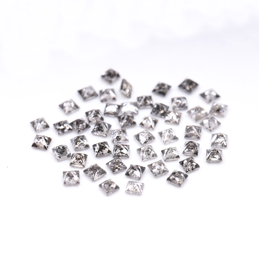 1.20 MM Princess cut salt and pepper diamonds , Natural grey black color loose salt and pepper diamonds