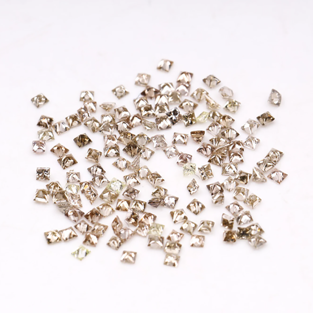 1.00 MM princess cut Natural Light Brown Diamonds , loose conflict free Princess Cut melee Diamonds