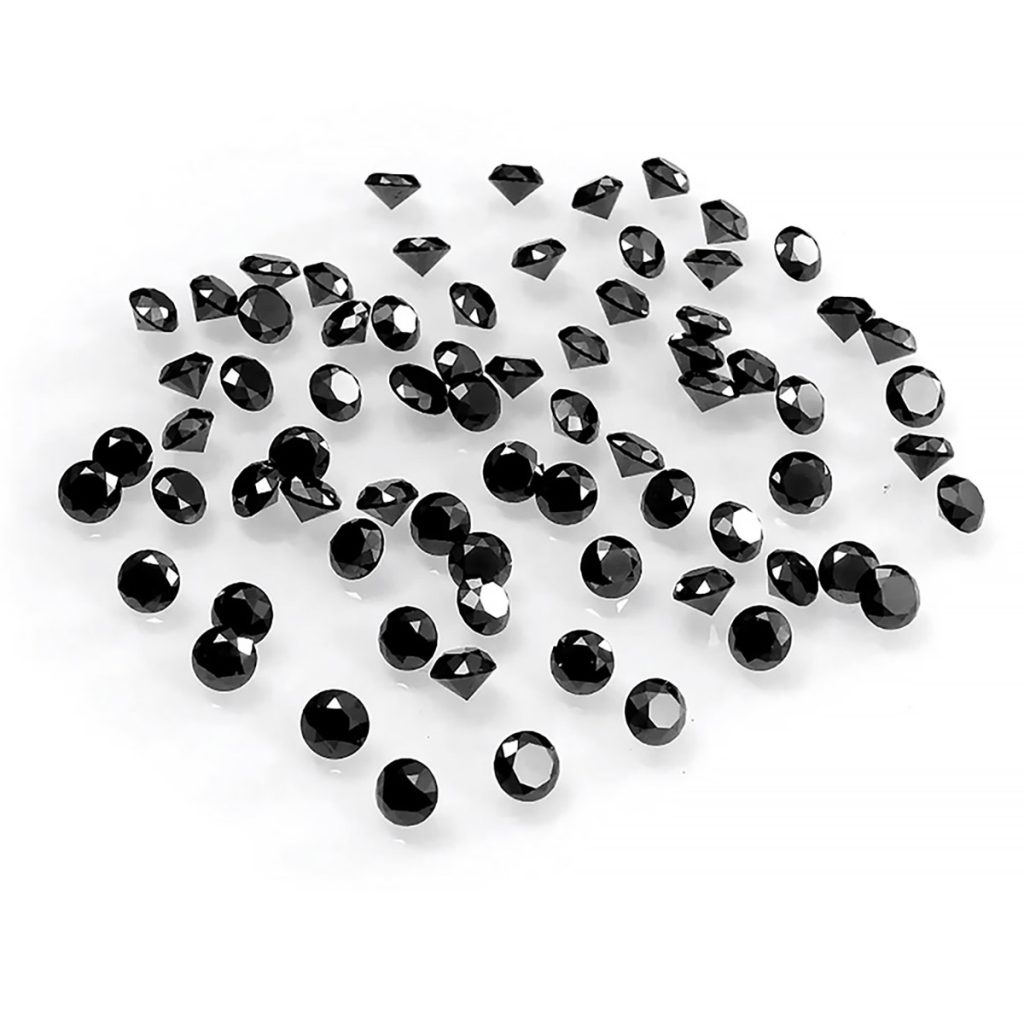 1 mm Round brilliant cut black diamonds