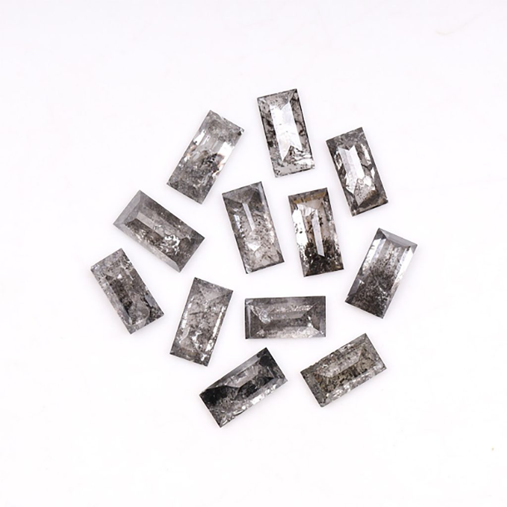 Baguette Cut Salt And Pepper Diamond