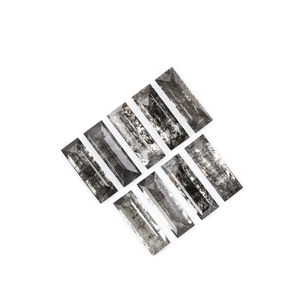 Baguette Cut Salt And Pepper Diamond