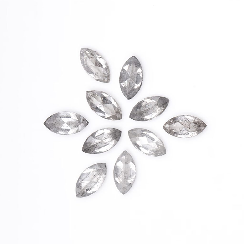 0.38 CT natural marquise shape salt and pepper diamonds , 3.0 X 1.5 MM icy grey diamonds for wedding ring