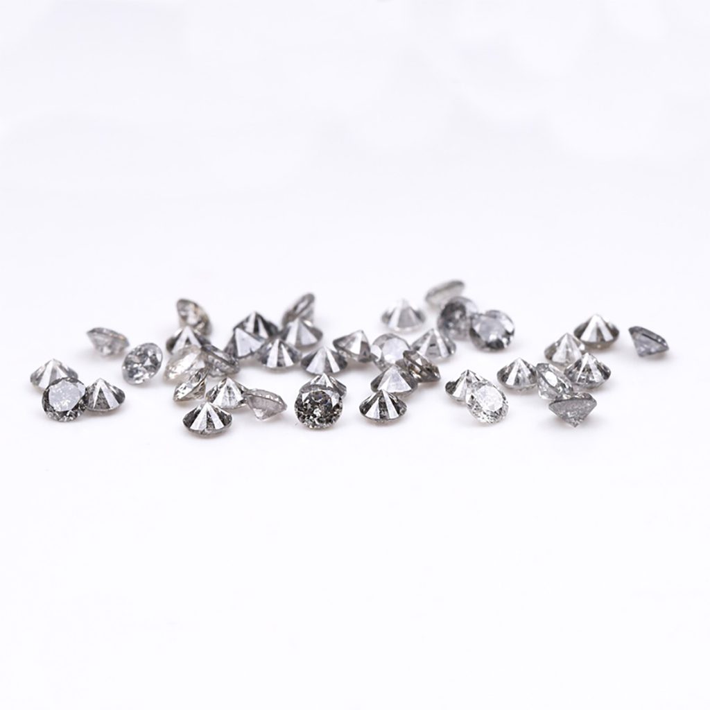 Round brilliant cut salt and pepper diamonds