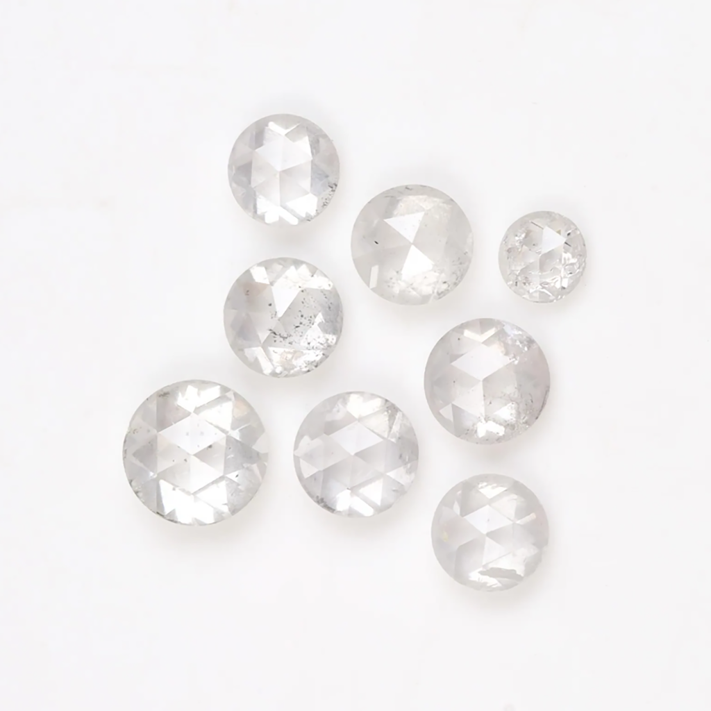 1.80 TO 3.00 MM round rose cut salt and pepper diamonds , icy white color Natural loose Translucent rose cut diamonds