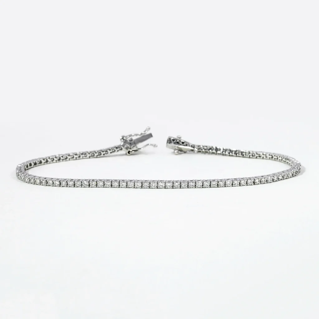 14k Solid Gold 2 CT Round Natural Diamond Tennis Bracelet