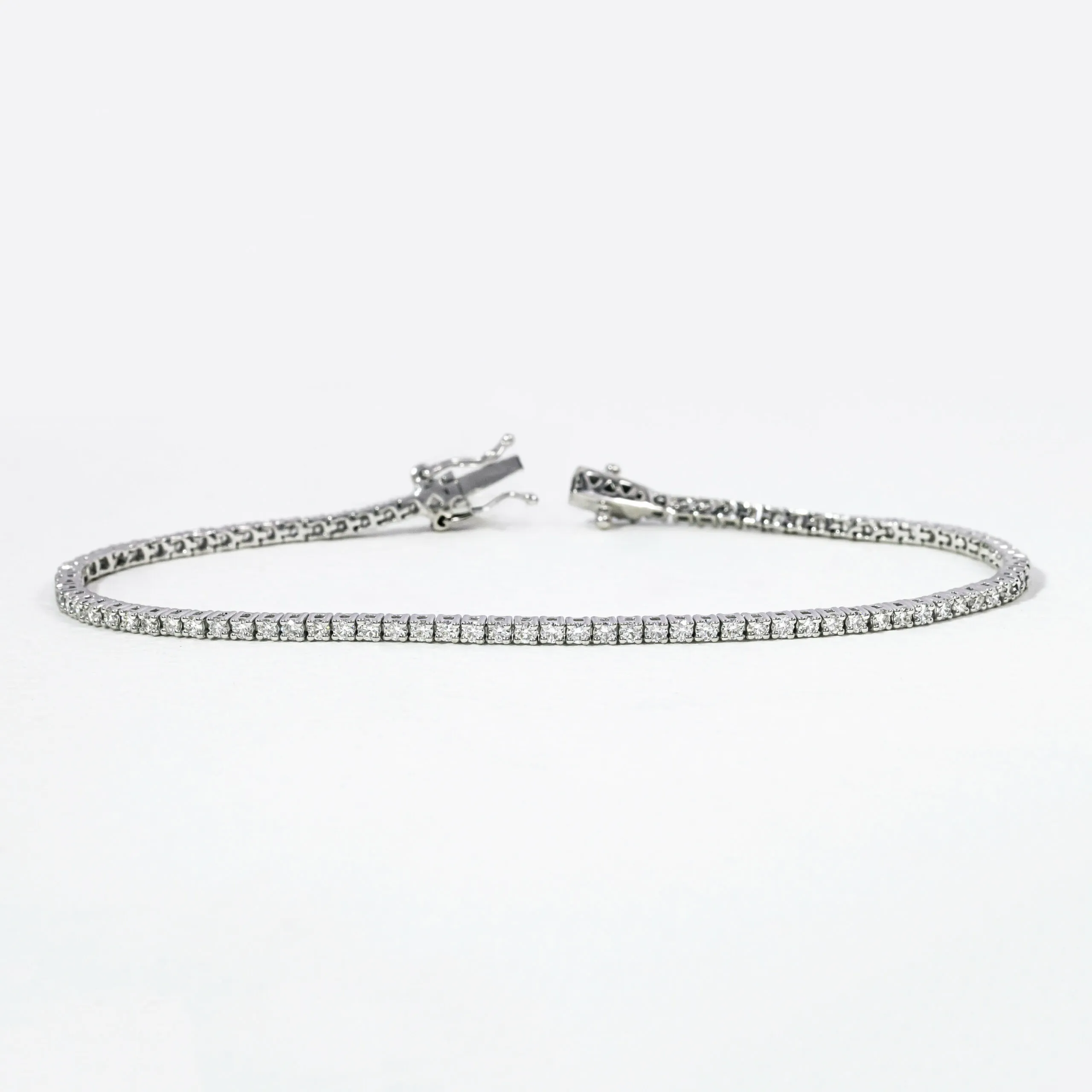 14k Solid Gold 2 CT Round Natural Diamond Tennis Bracelet