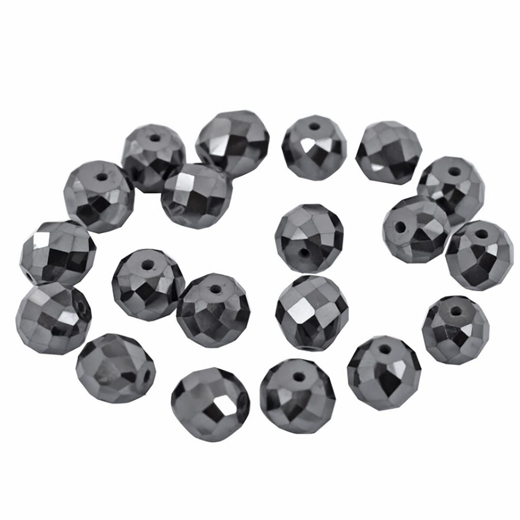 Natural 5 mm Round Faceted Loose Black Diamond Bead