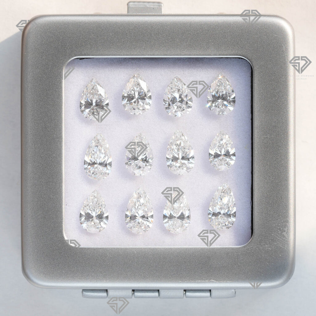 Pear shape lab grown diamonds