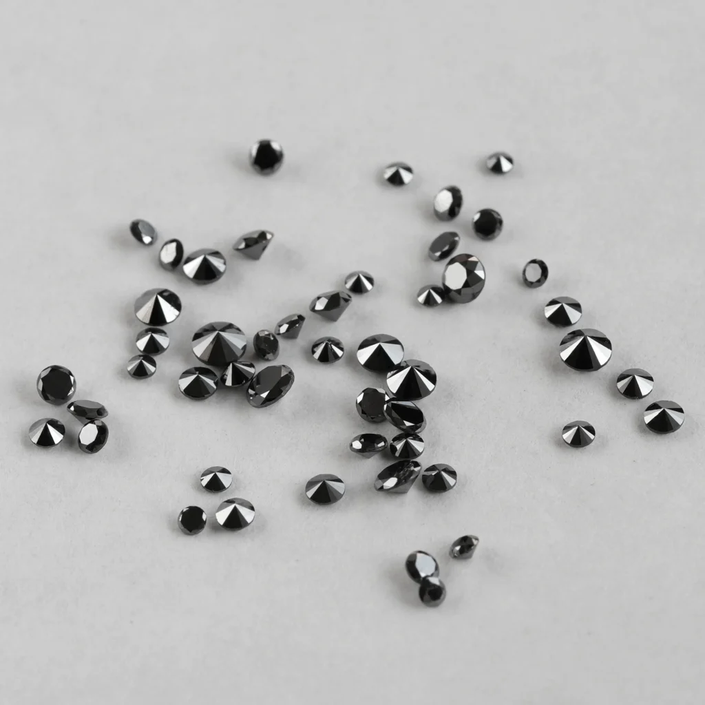 1.0 mm to 2.5 mm Round brilliant cut black diamonds