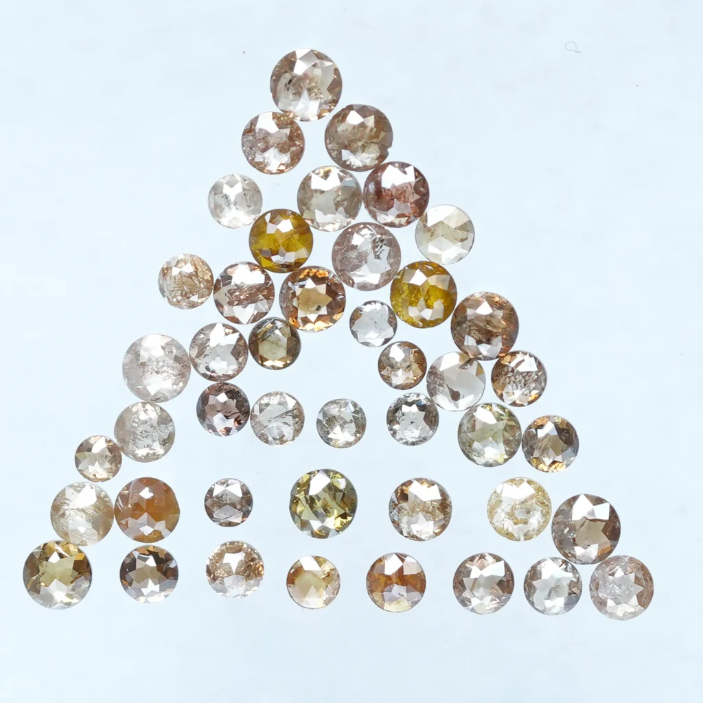 round rose cut salt and pepper diamonds