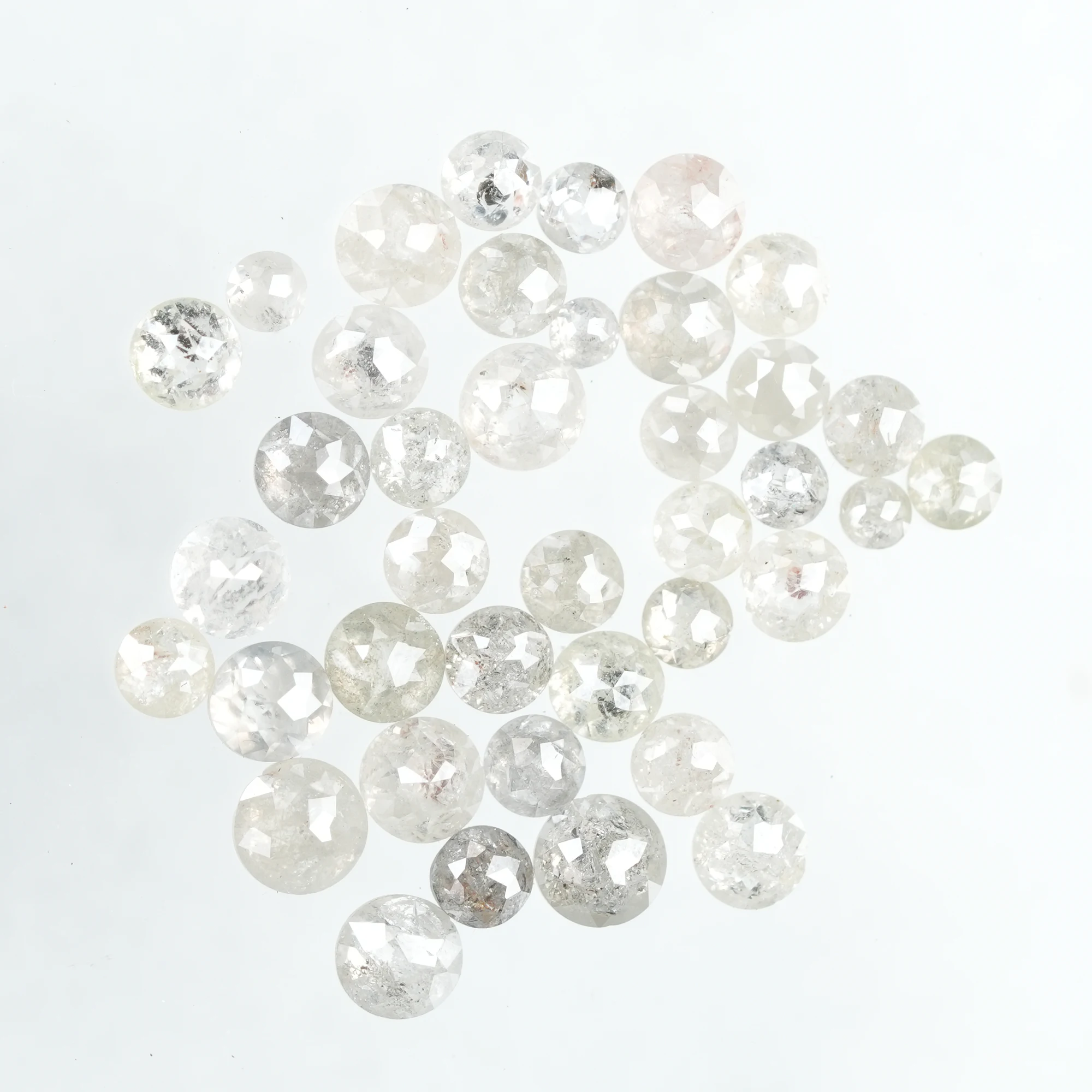 Natural Round rose cut salt and pepper diamonds | 1.90 MM TO 3.50 MM misty white / Grey Mix color Diamonds - Image 3