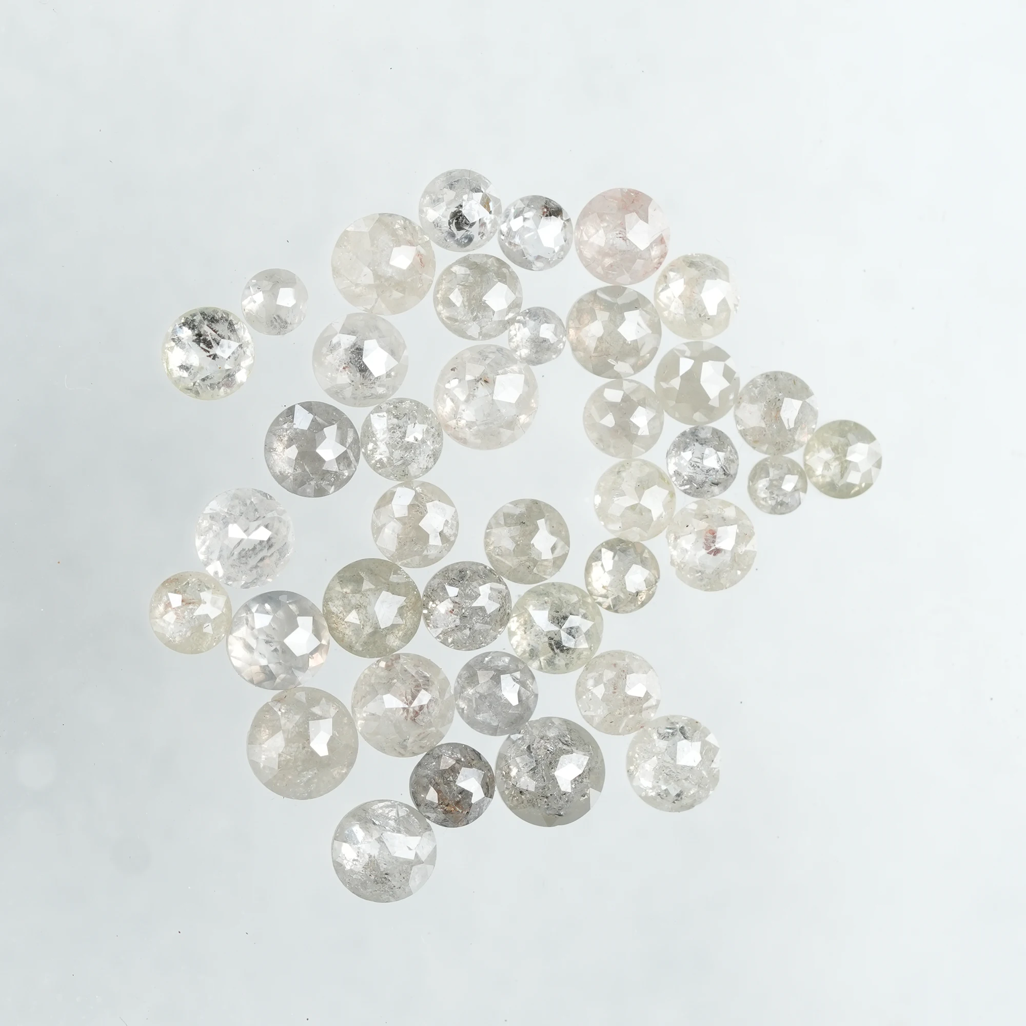 Natural Round rose cut salt and pepper diamonds | 1.90 MM TO 3.50 MM misty white / Grey Mix color Diamonds - Image 5