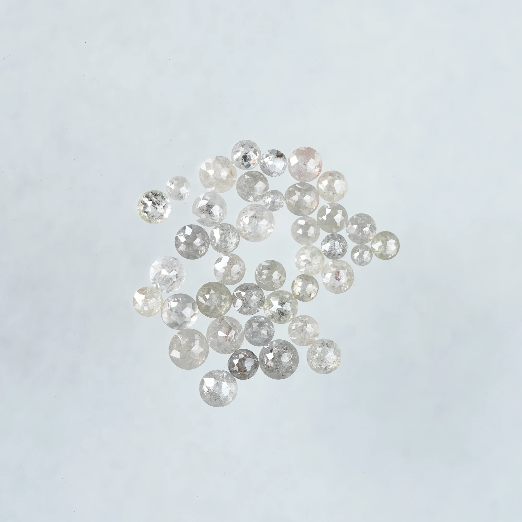 Natural Round rose cut salt and pepper diamonds | 1.90 MM TO 3.50 MM misty white / Grey Mix color Diamonds - Image 7