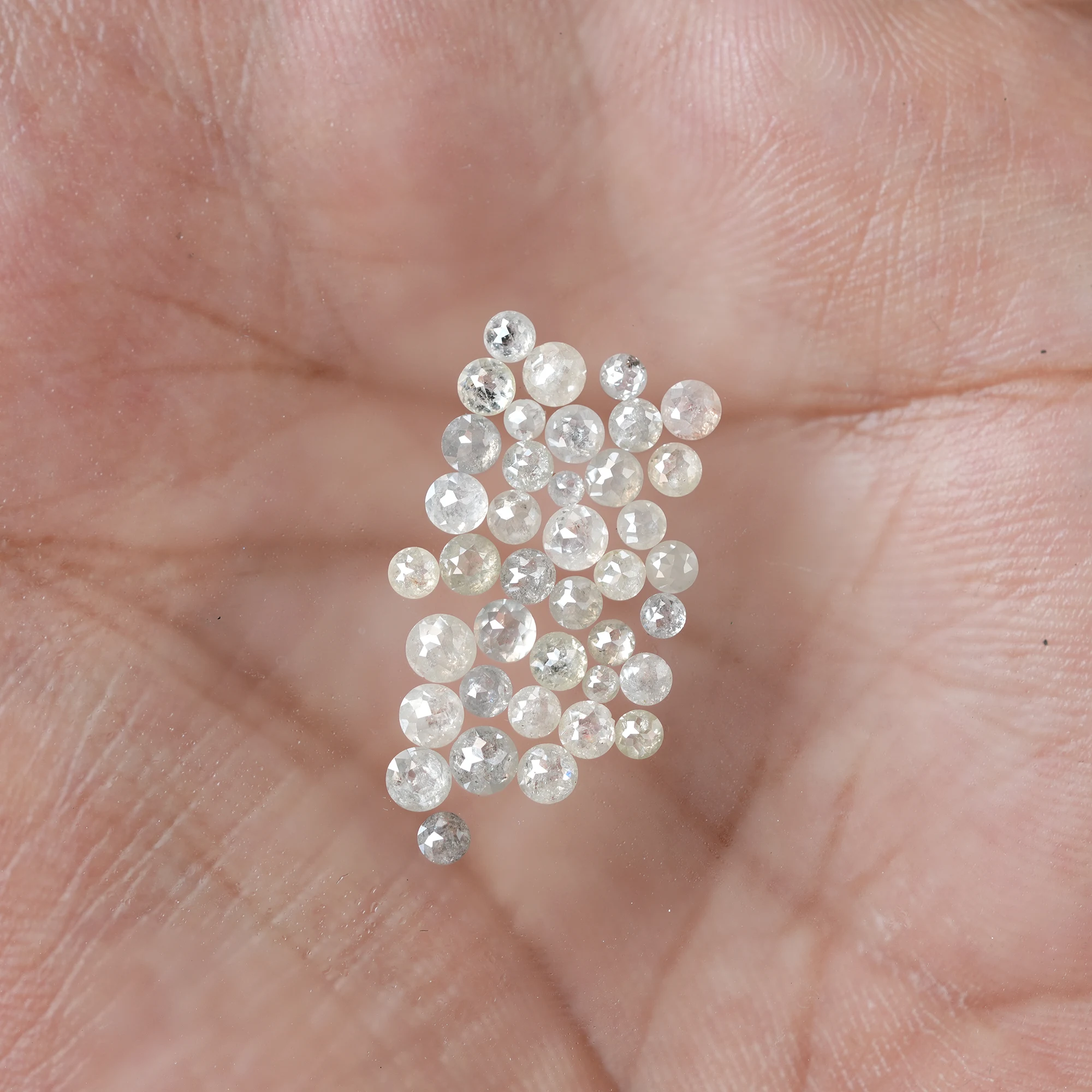 Natural Round rose cut salt and pepper diamonds | 1.90 MM TO 3.50 MM misty white / Grey Mix color Diamonds - Image 9