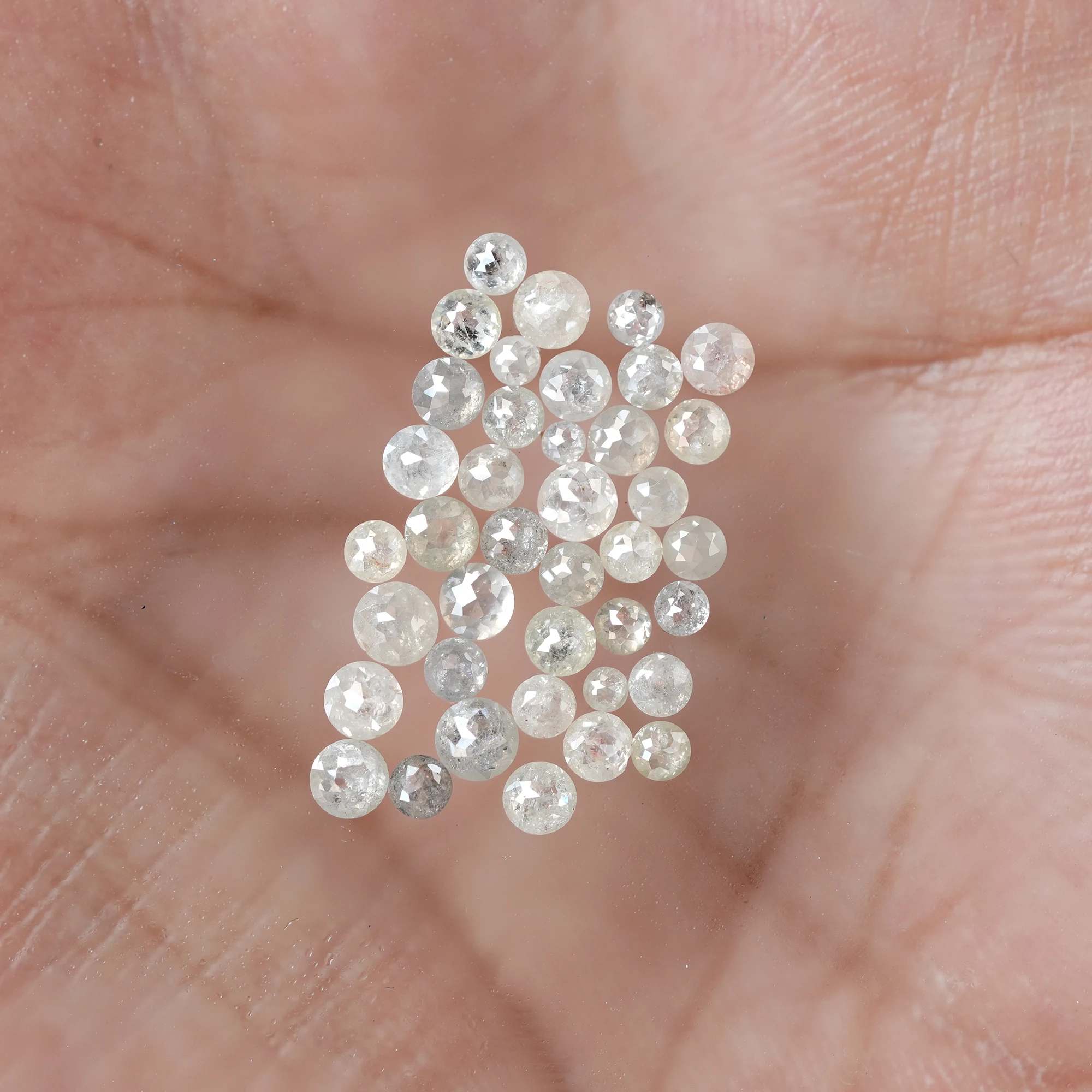 Natural Round rose cut salt and pepper diamonds | 1.90 MM TO 3.50 MM misty white / Grey Mix color Diamonds - Image 10