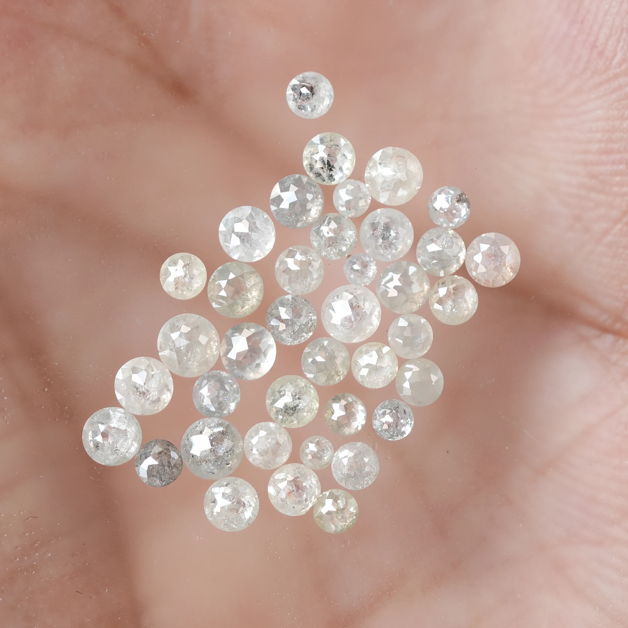 Natural Round rose cut salt and pepper diamonds | 1.90 MM TO 3.50 MM misty white / Grey Mix color Diamonds - Image 6