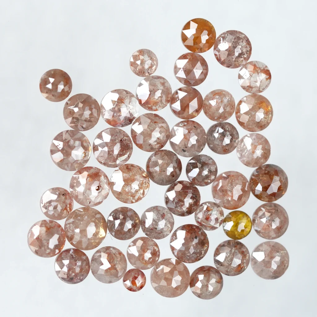 Natural Reddish Brown Round rose cut salt and pepper Diamonds