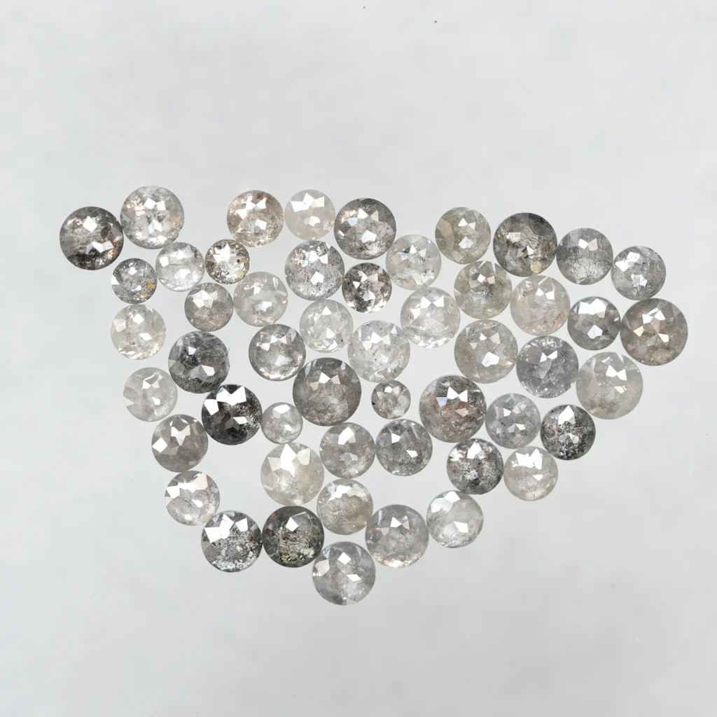 Natural loose Round Rose cut Salt and Pepper Diamonds