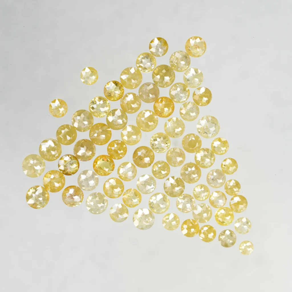 Natural loose Yellow color 3 mm to 4 mm Round Rose cut Rustic Diamonds