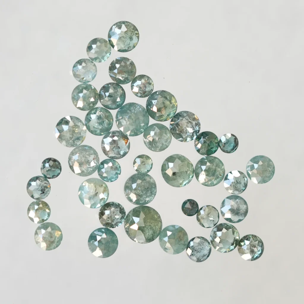 Natural blue round rose cut rustic diamonds lot, 4.25 CT total weight ranging from 2mm to 4mm for custom jewelry making
