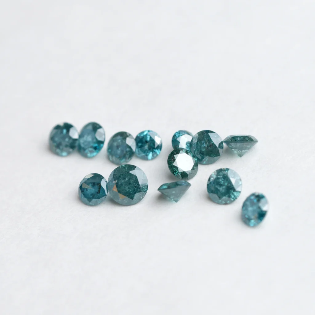 Natural blue round brilliant cut melee diamond lot weighing 2.50 carats with loose diamonds measuring 2.5 mm to 3.5 mm, ideal for engagement rings, wedding bands, earrings, pendants, bracelets and custom fine jewelry